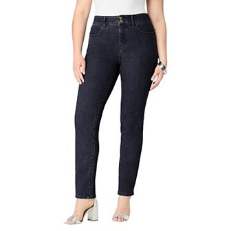 Roaman's Women's Plus Size Plus Size High-Rise Tummy Control Straight-Leg Jeans