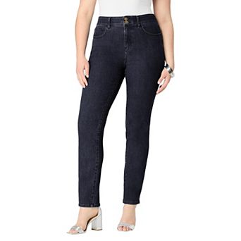 Roaman's Women's Plus Size High-Rise Tummy Control Straight-Leg Jeans