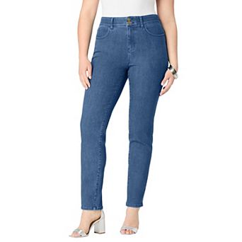 Roaman's Women's Plus Size Plus Size High-Rise Tummy Control Straight-Leg Jeans
