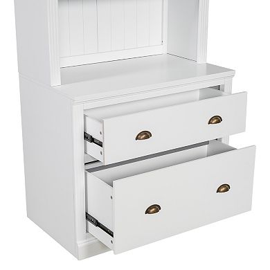 Merax 83.4"Tall Bookshelf with LED Lighting, Modern Bookcase with 2 Drawer and 3 Open Shelves