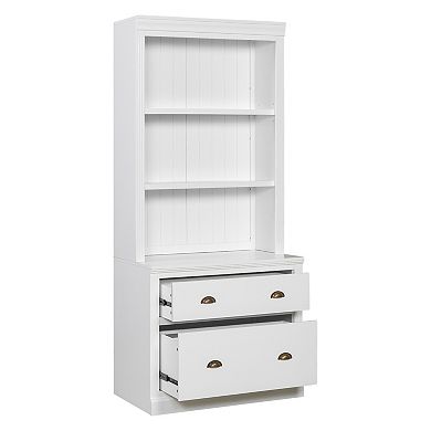 Merax 83.4"Tall Bookshelf with LED Lighting, Modern Bookcase with 2 Drawer and 3 Open Shelves