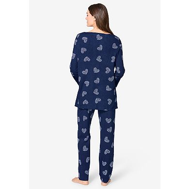 Avenue Women's Plus Size Body Three-Quarter Sleeve Pajama Set