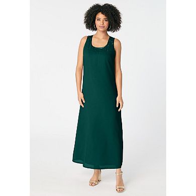 Roaman's Women's Plus Size Plus-Size 2 Piece Long Sleeve Beaded Georgette Gown Set With Detachable