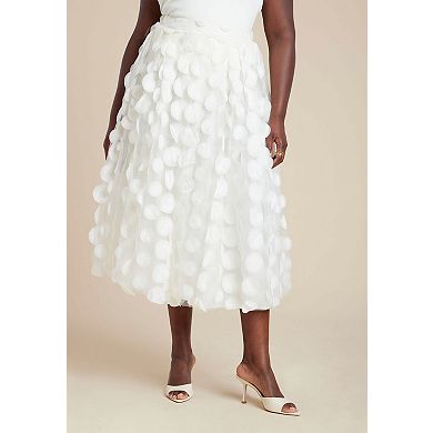 ELOQUII Women's Plus Size Dimensional Dot Full Skirt