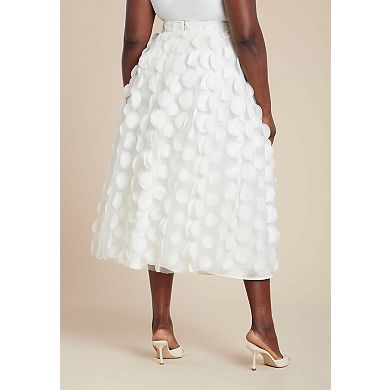 ELOQUII Women's Plus Size Dimensional Dot Tulle Maxi Skirt