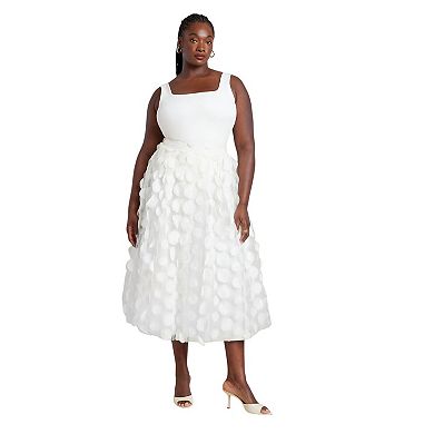 ELOQUII Women's Plus Size Dimensional Dot Tulle Maxi Skirt