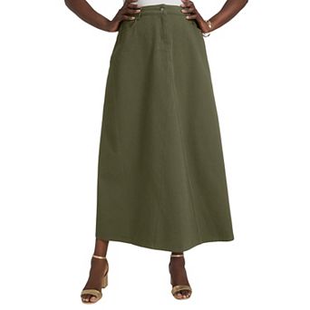 Jessica London Women's Plus Size Denim Inset Maxi Skirt