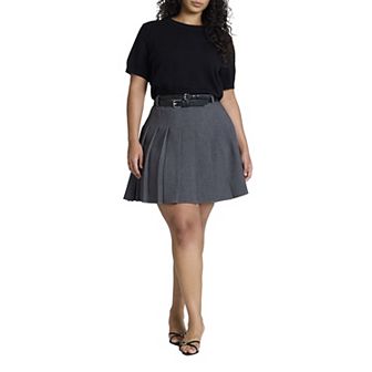 ELOQUII Women's Plus Size Pleated Mini Skirt