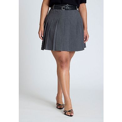 ELOQUII Women's Plus Size Pleated Mini Skirt