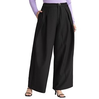 ELOQUII Women's Plus Size Pleat Detail Trouser With Long Belt