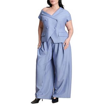 ELOQUII Women's Plus Size Pleat Detail Trouser With Long Belt