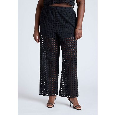 ELOQUII Women's Plus Size Sheer Eyelet Pant