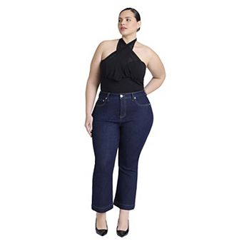ELOQUII Women's Plus Size High Rise Crop Bootcut Jean