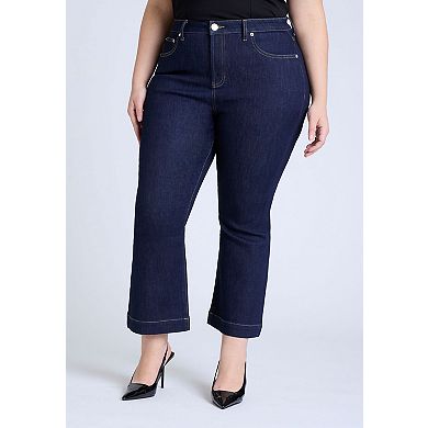 ELOQUII Women's Plus Size High Rise Crop Bootcut Jean