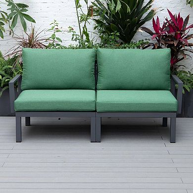 LeisureMod 2-Piece Polyester Arm Chair Removable Cushion and Powder-Coated Aluminum Frame