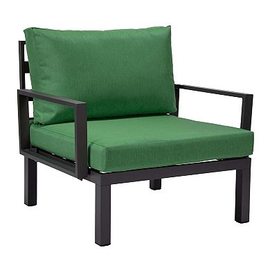 LeisureMod 2-Piece Polyester Arm Chair Removable Cushion and Powder-Coated Aluminum Frame
