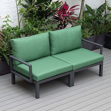 LeisureMod 2-Piece Polyester Arm Chair Removable Cushion and Powder-Coated Aluminum Frame