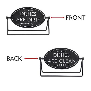 Parisloft Reversible Freestanding Metal Sign - Dishes are dirty / Dishes are clean