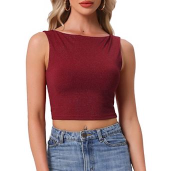 Crew Neck Tops for Women's Tweed Sleeveless Tank Top