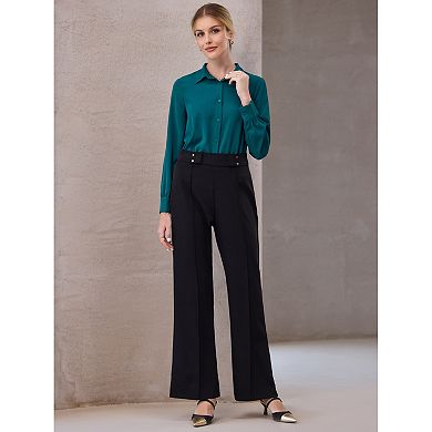 Women's Long Sleeve Bodysuits Work Button Up Shirt Body Suit