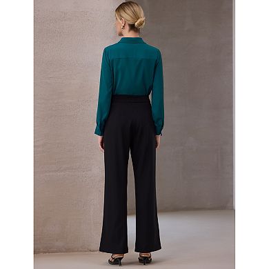 Women's Long Sleeve Bodysuits Work Button Up Shirt Body Suit