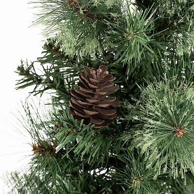 Glitzhome 6ft Prelit Artificial Christmas Tree, Green Cashmere Pine Christmas Porch Tree