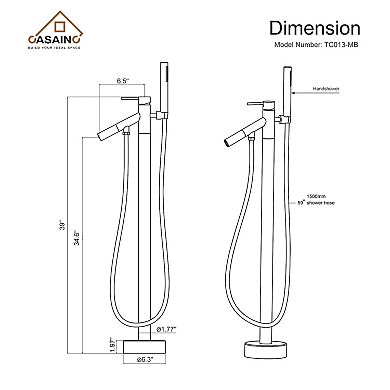 Single-Handle Floor-Mounted Bath Tub Faucet with Hand Shower