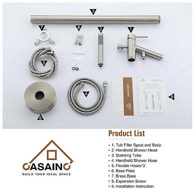 Single-Handle Floor-Mounted Bath Tub Faucet with Hand Shower