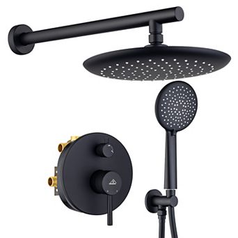 Casainc Round Shower Faucet Set Rain Head Wall Mount Mixer Taps with hand Spray