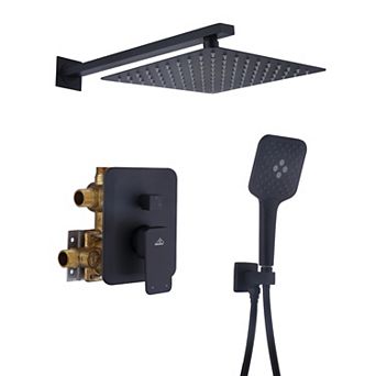 3-Spray Patterns 9.8 in Wall Mount Dual Shower Heads in Spot Resist Matte Black