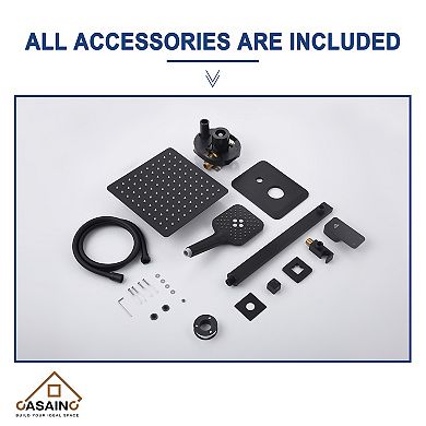 3-Spray Patterns 9.8 in. Wall Mount Dual Shower Heads in Spot Resist Matte Black