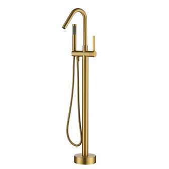 Single-Handle High Arch Floor Mounted Freestanding Tub Faucet with Handshower