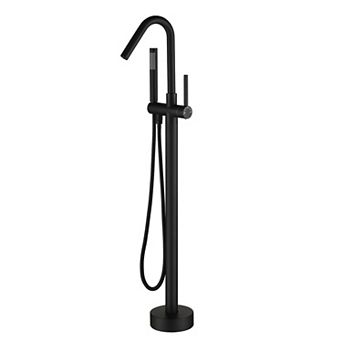 Single-Handle High Arch Floor Mounted Freestanding Tub Faucet with Handshower