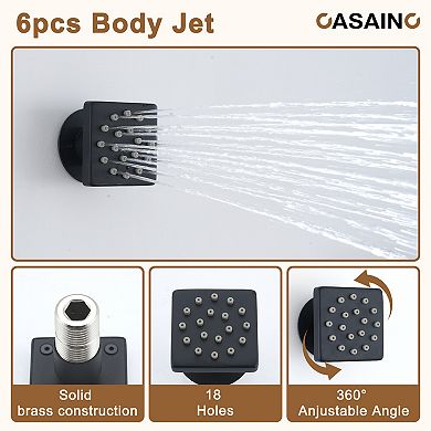 Thermostatic 3-Spray 12 in Flush Ceiling Mount Rainfall Dual Shower Heads with 6-Jets