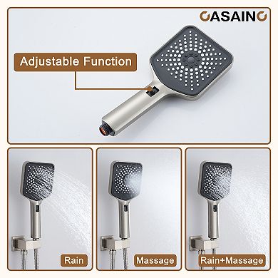Luxury Thermostatic 3-Spray Patterns 12 in. Flush Wall Mount Rainfall Dual Shower Heads with 6-Jets