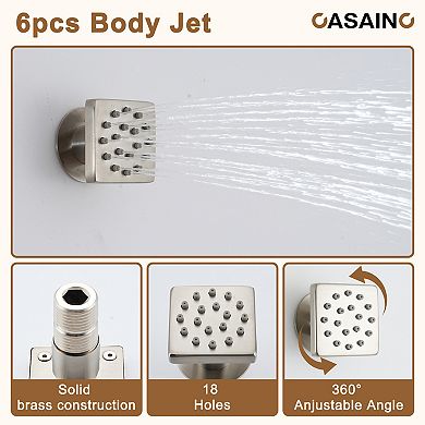Luxury Thermostatic 3-Spray Patterns 12 in. Flush Wall Mount Rainfall Dual Shower Heads with 6-Jets