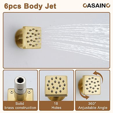 Thermostatic 2-Spray Patterns 12 in. Dual Ceiling Mount Fixed and Handheld Shower Head with 6-Jets