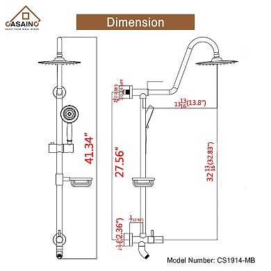 2.5 GPM 3-Spray Pattern 10 in. Wall Mount Dual Shower Heads Fixed and Handheld Shower Head