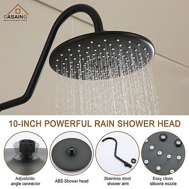 2.5 GPM 3-Spray Pattern 10 in. Wall Mount Dual Shower Heads Fixed and Handheld Shower Head