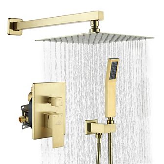 2-Function 10 in.Wall-Mounted Shower System with Handheld Shower
