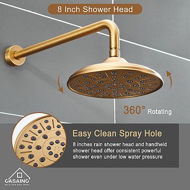 3-Spray Patterns 8.3 in. Wall Mount Shower Faucet Set Dual Shower Heads, Rough in Valve Included