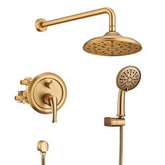 3-Spray Patterns 8.3 in Wall Mount Shower Faucet Set Dual Shower Heads, Rough in Valve Included