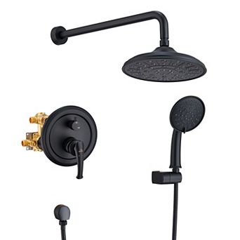 3-Spray Patterns 8.3 in Wall Mount Shower Faucet Set Dual Shower Heads, Rough in Valve Included
