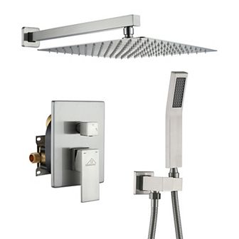 2-Function 12 in.Wall-Mounted Shower System with Handheld Shower