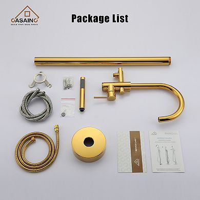 Single-Handle Floor Mounted Claw Foot Freestanding Tub Faucet in Titanium Gold