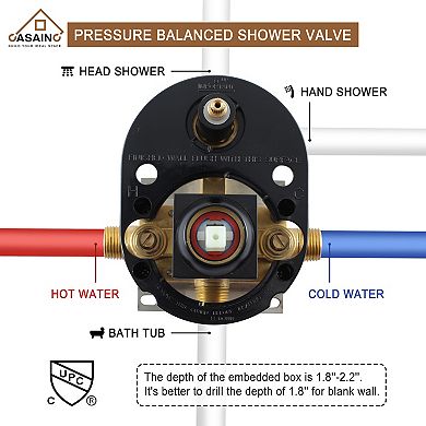 Ceiling Mount Rain Shower Head System With Cascading Tub Filler