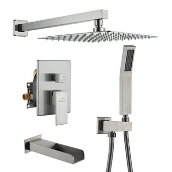 3-Function 10 in.Wall-Mounted Shower System with Handheld Shower and Bathtub Faucet