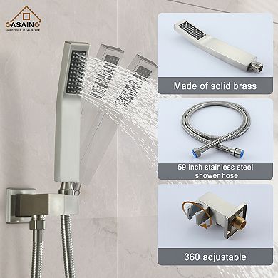 3-Function 10 in.Wall-Mounted Shower System with Handheld Shower and Bathtub Faucet