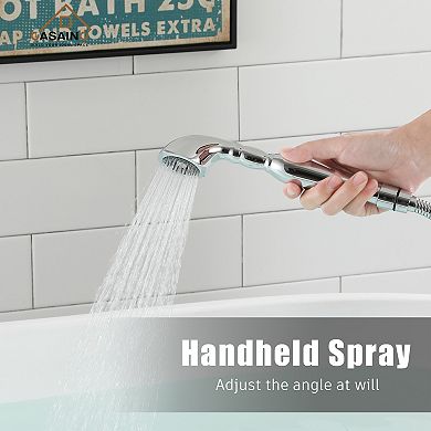 Casainc 3-handle Freestanding Low-arc Bathtub Faucet With Hand Shower