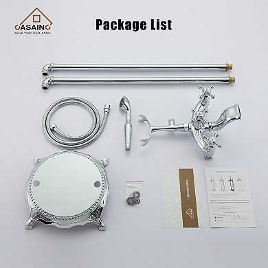 Casainc 3-handle Freestanding Low-arc Bathtub Faucet With Hand Shower